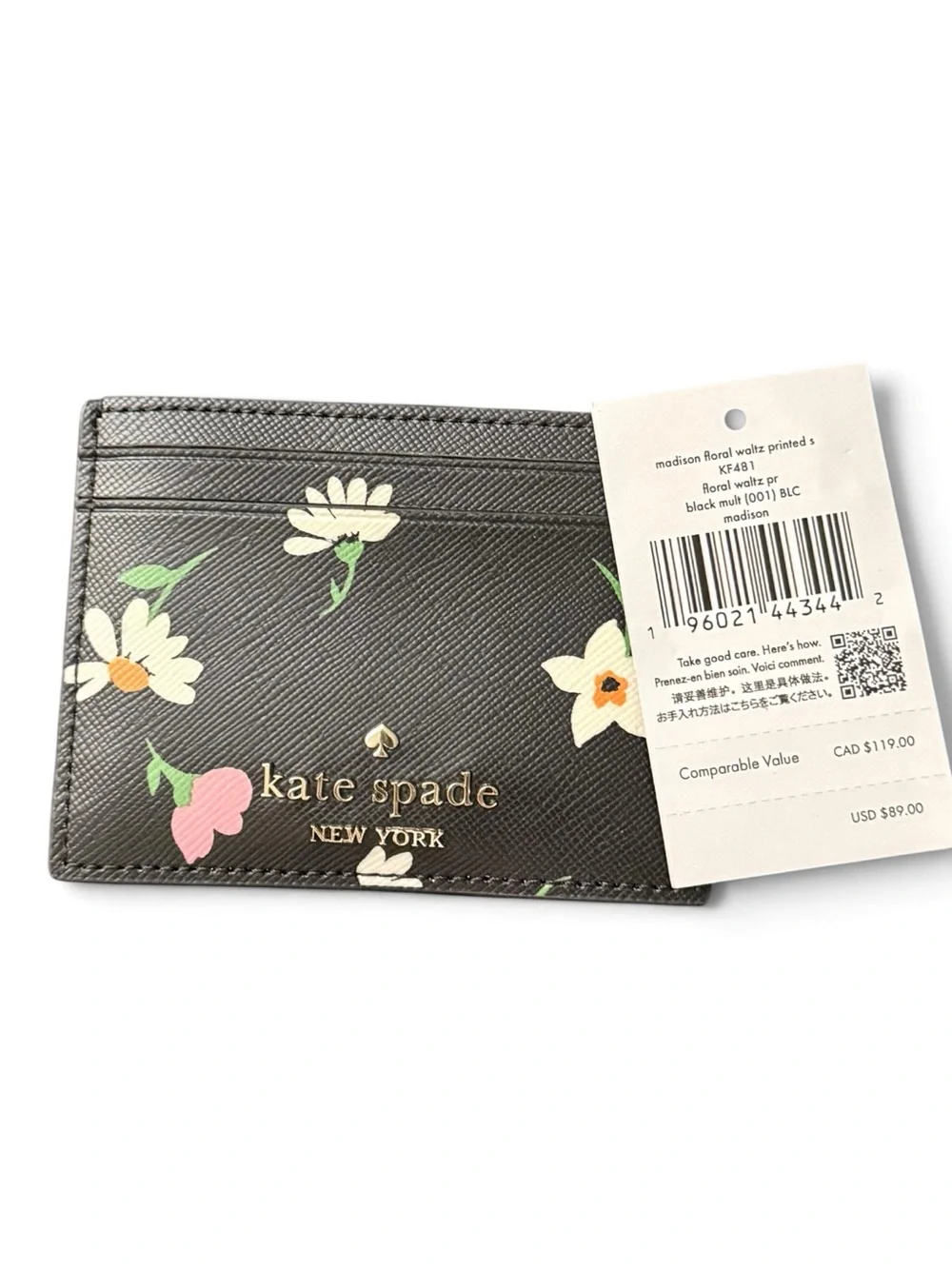 kate spade NWT Madison Floral Black Floral Card Case